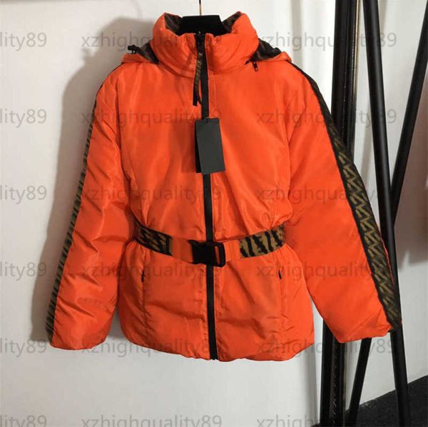 

womens down jacket winter warm coats designer clothing fashion alphabet webbing long sleeve hooded reversible coat designers puffer jackets, Black
