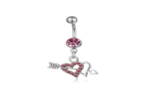 

d0361 2 colors two hearts belly button navel rings body piercing jewelry4767587, Silver