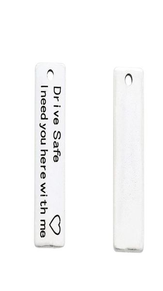 

2021 100pcslot antique silver quotdrive safei need you here with mequot inspiration charm pendant 10x35mm1781023, Bronze;silver