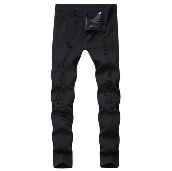 

men039s jeans mens black slim fashion denim pants ripped distressed pencil motorcycle6733900, Blue