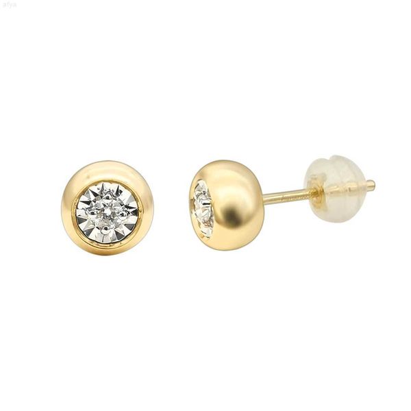 

real natural diamond 18k solid gold ball stud wholesale, Golden