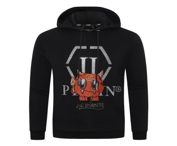 

bear brand men's hoodies & sweatshirts warm thick sweatshirt hip-hop loose characteristic personality pp skull pullover rhine luxury me, Black