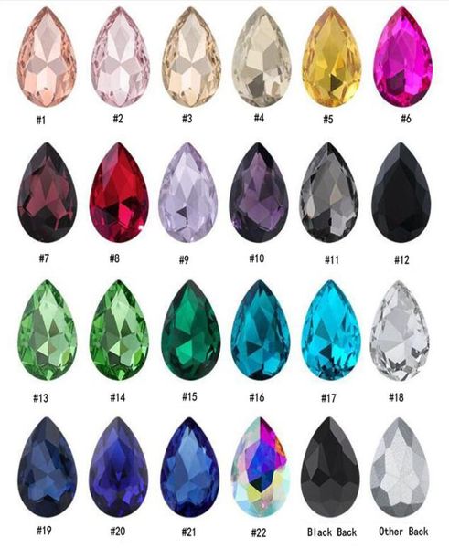 

50 pcs 20mm x 30mm glass clear red blue tear drop faceted loose diamonds 22colors jewels wedding decorations l15236341841, Black
