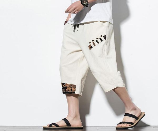 

streetwear harem pants men 2020 summer casual joggers mens pants cotton calflength trousers men6370983, Black