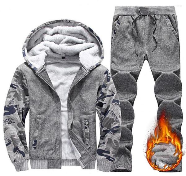

men039s jackets men39s winter jacket set male tracksuit fleece lining camouflage print sweatshirt pants down man casual4622859, Black;brown