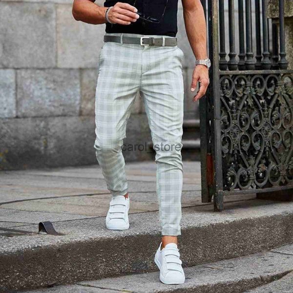 

men's pants men's fashion casual loose plaid zipper trousers pants j230804, Black