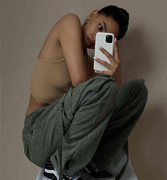 

askyurself fashion pants men multi button pockets askyurself cargo vintage pants drawstring jogger sweatpants t2208033308891, Black