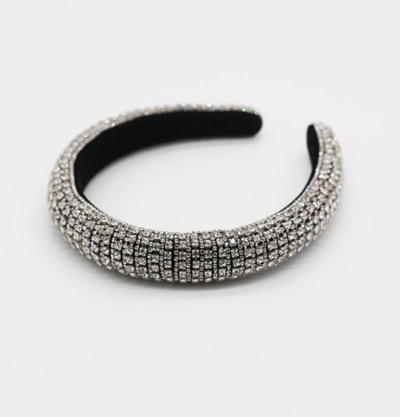 

whole baroque full crystal headbands hair bands for women lady shiny padded diamond headband hair hoop fashion party jewelry a8288517, Silver