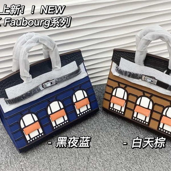 

evening bags h ermes brikiss for women 2023 new h family palm print with crocodile skin color matching small house bag fashion portable diag