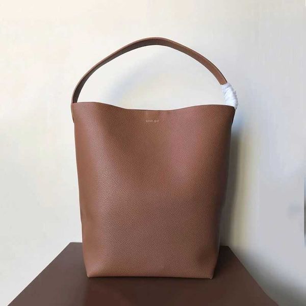 

the row bucket bag genuine leather large capacity commuter tote bag litchi pattern cowhide one shoulder handbag versatile for women