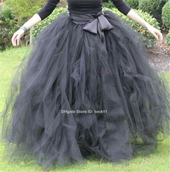 

100cm floor length ball gown skirts for women ruffled tulle long skirt women tutu skirts lady formal party skirts petticoat 9465961, Black