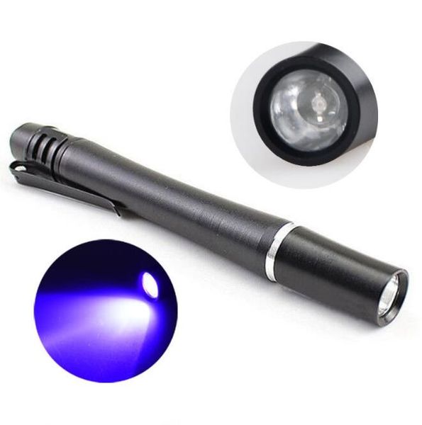 

portable uv flashlights torches hiking camping sports outdoors 365nm 395nm mini pen light blacklight lamp ltraviolet invisible marker pet ur