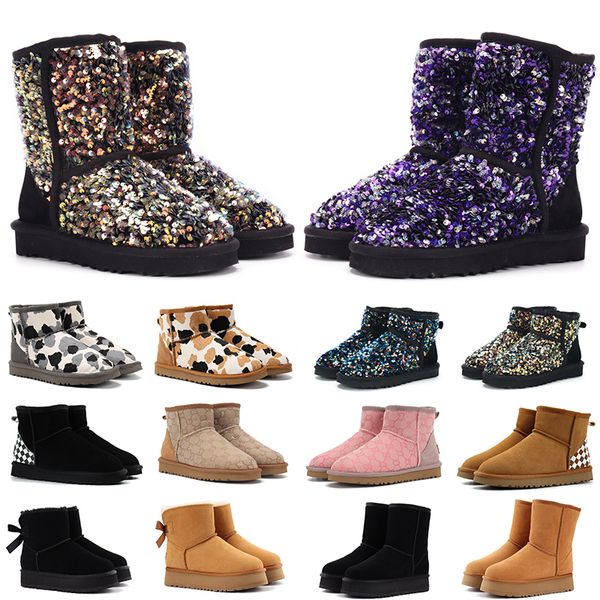 

australia boots womens winter fur slides ankle half snow boot uggity thick soled boot classic ankle black pink red brown uggse booties
