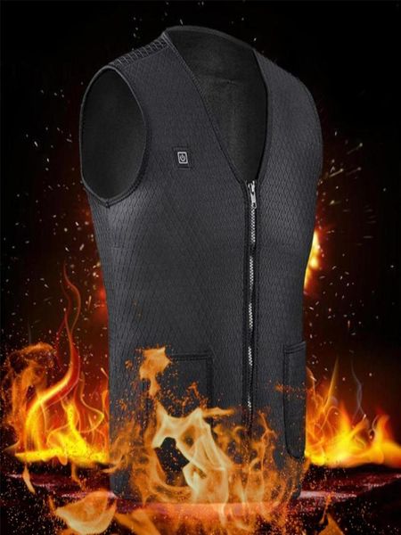 

men usb charging electric heated vest warm electric heated vest jacket thermal clothing usb outdoor riding skiing fishing9383279, Black;white