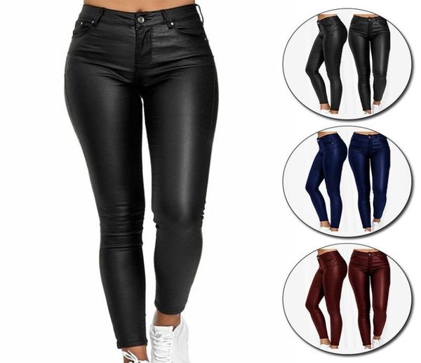 

women039s pants capris fashion pure color leather casual small feet women warm trousers tightfitting ladies stretch hig1013747, Black;white
