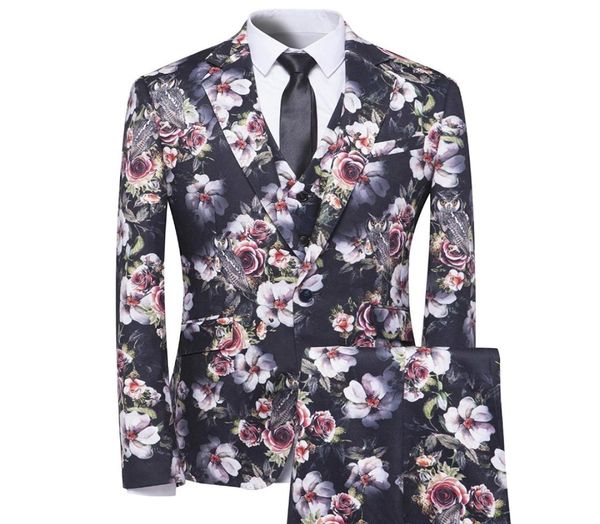 

jinxuanya fashion men suit vintage floral leaf print blazer fitted slim one button slim fit lapel jacket casual blazer coat8441126, White;black
