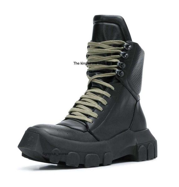 

men ricks owns ownes owenes q4sw owens luxury designer boots shoes military man winter 12e509940638 platform leather shoes, Black