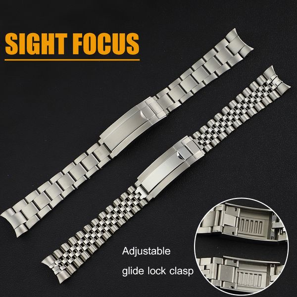 

watch bands adjustable glidelock strap submariner black blue water ghost gmt ii explore 2 watchband stainless steel bracelet 230803, Black;brown