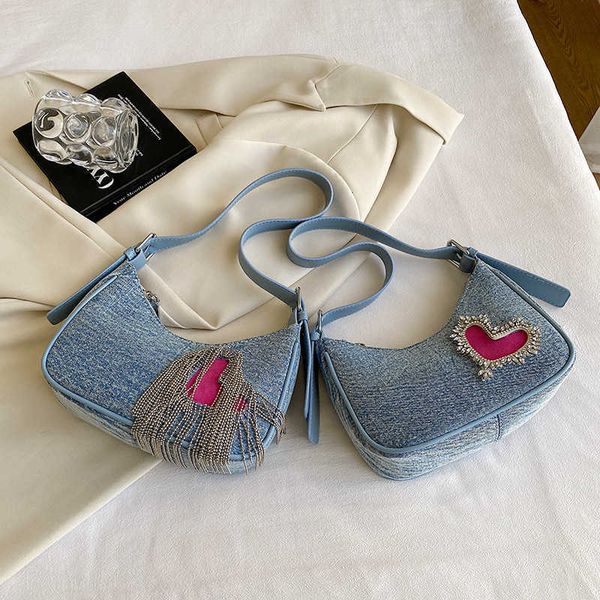 

hobo bags denim love premium feeling bag 2023 new personalized women s one shoulder crossbody westernized small square 230804