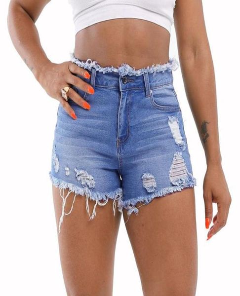 

ripped denim shorts women mid rise frayed hem stretchy mini short jeans 2020 summer new arrival pink short shorts2780626, White;black