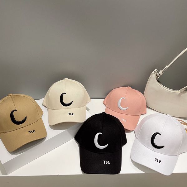 

casual baseball cap solid color canvas simple moon s letters spike round duck tongue cap outdoor sports ball cap, Blue;gray