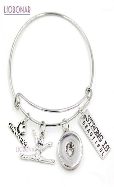 

charm bracelets 10pcslot whole i love gymnastics bracelet gymnast bangle sport gifts jewelry adjustable snap19886675, Golden;silver