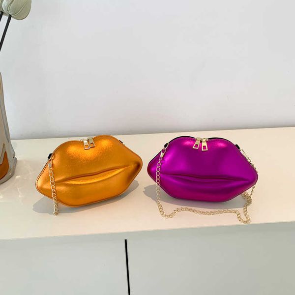 

evening bags women s 2023 spring new korean fashion embossed lip chain bag one shoulder crossbody 230804