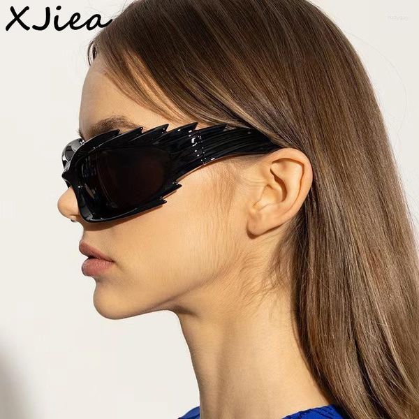 

sunglasses xjiea women 2023 designer y2k steampunk wing shape men's sun glasses trendy oversized outdoor cycling shades goggle271, White;black
