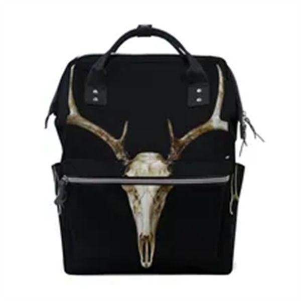

european deer head fashion diaper bags mummy backpack multi functions large capacity nappy bag nursing bag for baby care, Black
