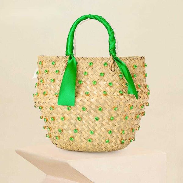 

evening bags round nature straw crystal bucket for women 2023 summer handmade large beach rattan woven basket bag holiday 230427