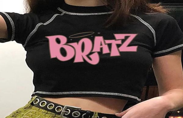 

women039s t shirt vintage street goth harajuku black women short sleeve tee bratz print roupas femininas1343584, White