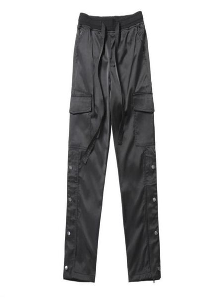 

fashion nylon snap cargo pants men039s black streetwear hip hop biker sweatpants with straps buttons strap closure trousers7233279