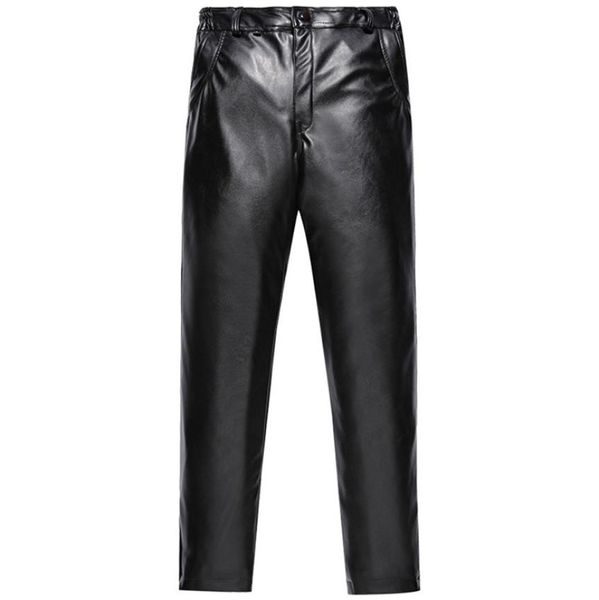 

leather mens sweatpants new casual men fashion simple and handsome solid color leather pants trousers jaycosin 2020new 2959585, Black