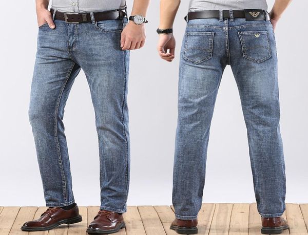 

men039s thin jeans mens loose straight mid waist youth casual pants7508035, Blue
