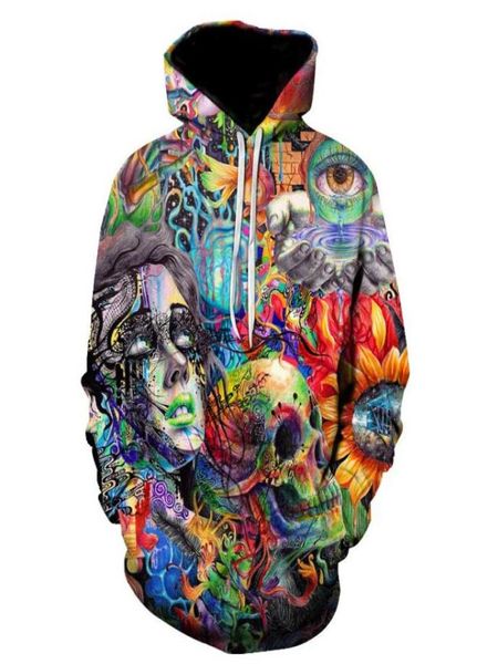 

paint skull 3d printed hoodies men women sweatshirts hooded pullover brand 5xl qlity tracksuits boy coats fashion outwear new4213989, Black