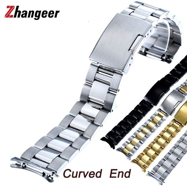 

watch bands 16mm 18mm 20mm 21mm 22mm 24mm 26mm curved end stainless steel band strap bracelet universal wristband belt 230803, Black;brown