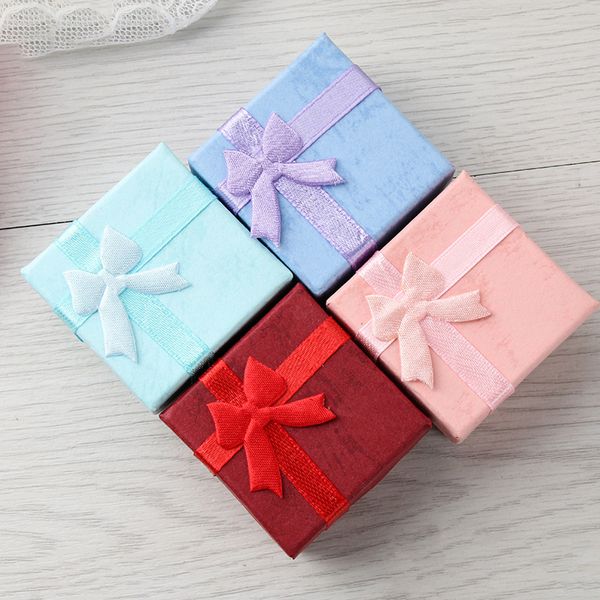 

24pcs 4*4*3 display packaging gift fashion ribbon jewelry box multi colors rings box earrings/pendant box, Black;white