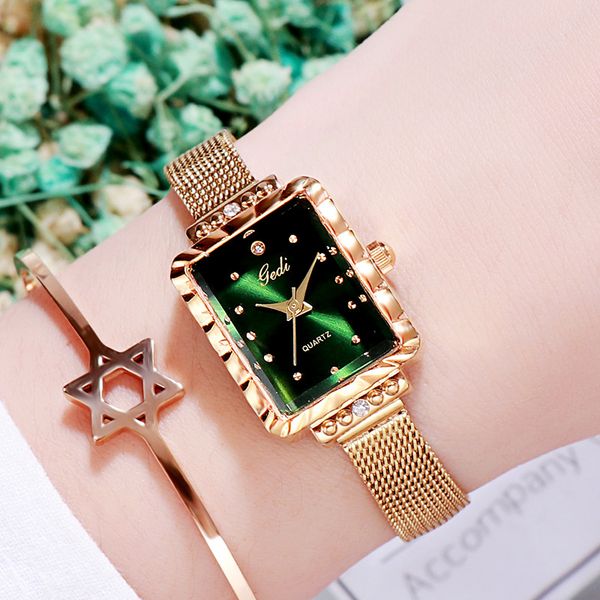 

womens watches watch luxury fashion design stylish net with square simple waterproof quartz watch, Slivery;brown