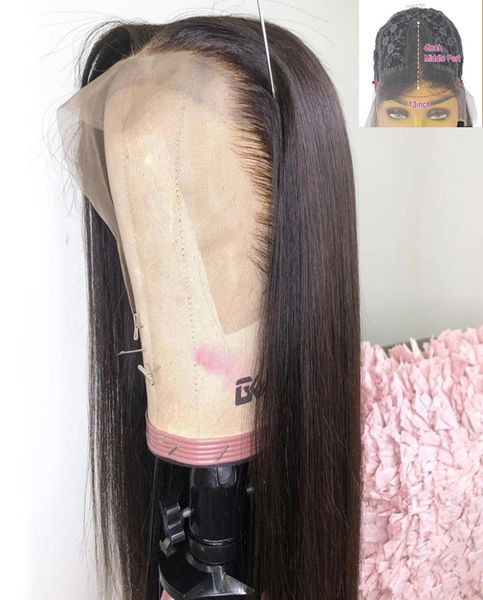 

long straight lace front wig 28 30 inch brazilian t part lace frontal human hair wigs for black women pre plucked bleached knots8834888, Black;brown