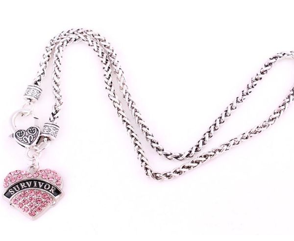 

new design women necklace survivor written in heart pendant gift or souvenir choose wheat link chain zinc alloy provide dropshippi5510659, Silver