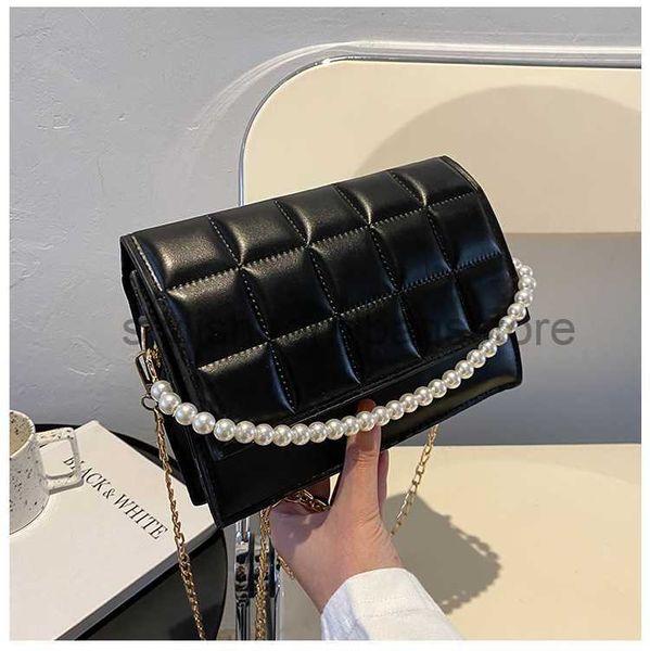 

shoulder bags texture small bag women's 2023 autumn new fashion pearl chain handheld one shoulder simple crossbody bagstylishhandbagsst