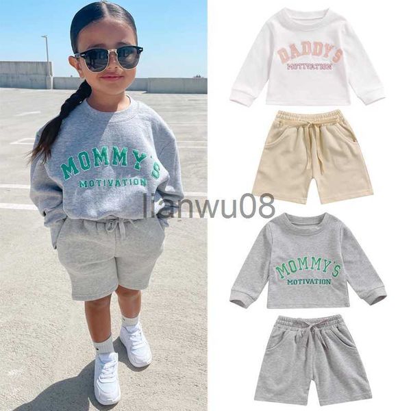 

clothing sets focusnorm 16y autumn kids girls clothes sets 2pcs letter printed long sleeve sweatshirt elastic solid shorts x0803, White