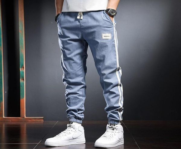 

men039s pants sport jogging casual men summer streetwear fashion side stripe elastic waist drawstring joggers trousers light bl4464099, Black