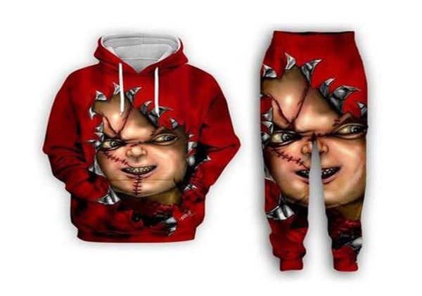 

new fashion menswomens horror movie chucky funny 3d print hoodiepants et037323292, Gray