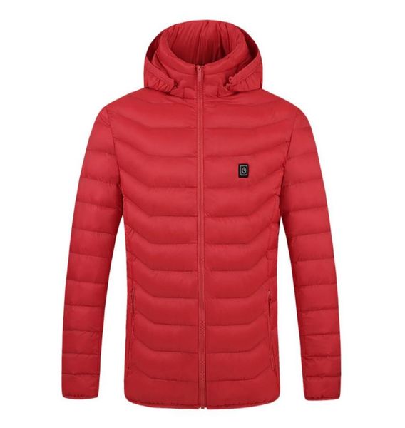 

men usb heating jackets winter warm smart down parkas thermostat pure color hooded heated waterproof warm coat1084123, Black;brown