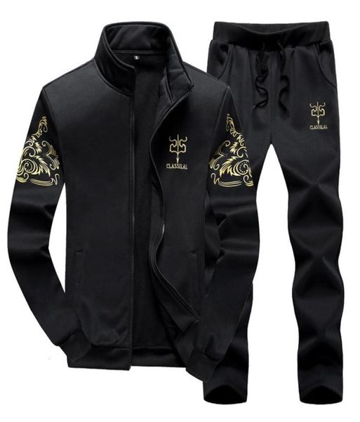 

men tracksuit sets spring autumn clothing jacketpants sweatshirts 2 piece set male fashion suit coat large size 8xl 9xl t1910198789723, Gray