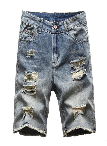 

retro blue summer men039s shorts ripped hole short jeans plus size fivepoint straight streetwear5881668, White;black