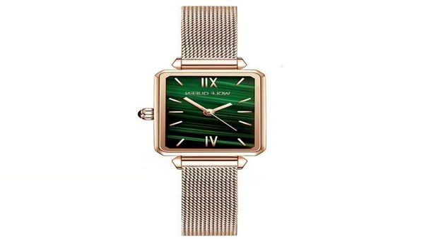 

rose malachite fashion watch japanese machine waterproof quartz small square green gold lady039s watch3029846, Blue