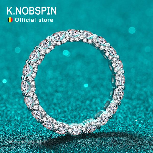 

wedding rings knobspin 2 5ct d color ring for woman jewely with gra 925 sterling sliver plated 18k white gold band 230804, Slivery;golden