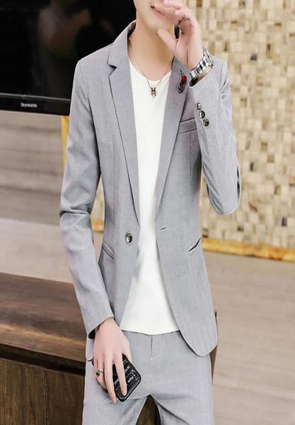 

men039s suits stylish white blazer set man 2 piece retro mandarin collar elegant mens clothing slim fit gentleman 2023 classic4702566, White;black